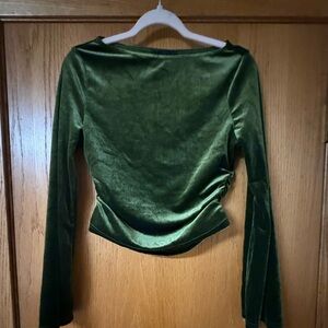 Cider Green Velvet Crop Top